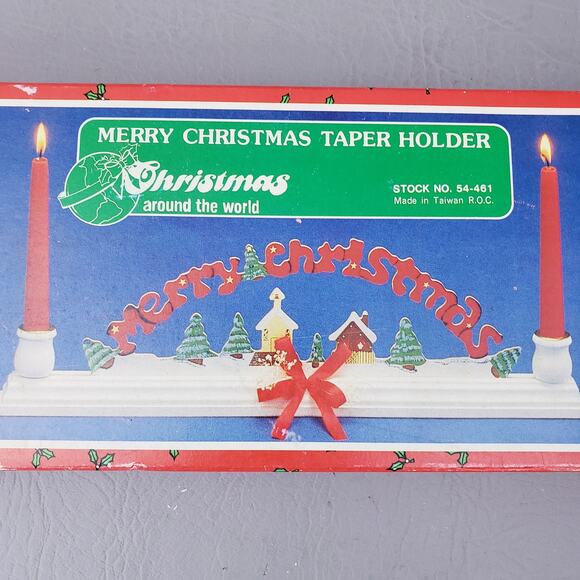 Vintage House of Lloyd Christmas Around the World Merry Christmas Taper Holder - Picture 16 of 16